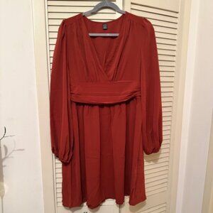 Long Sleeve ruched waist party holiday dress